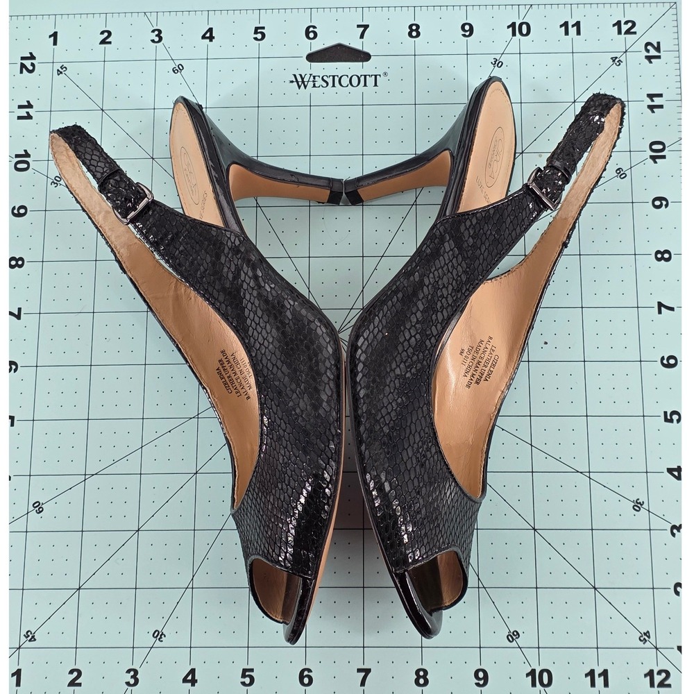 Circa Joan‎ & David Black Snakeskin Slingback Heels Women's Size 9M